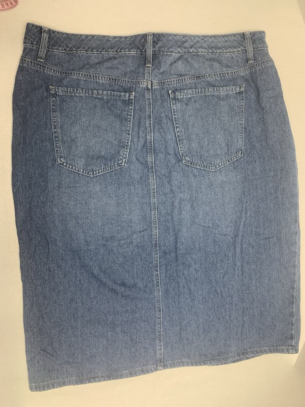 18W Modest Denim Skirt Womens 5 Pocket Front Slit Terra And Sky Jean Skirt 28"